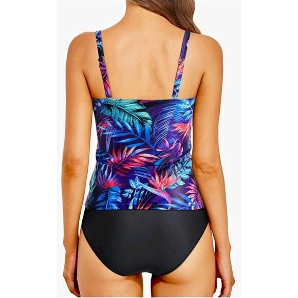 Holipick Women's S Purple Leaf Tankini Swimsuit 2-Piece Tummy Control - Picture 2 of 5